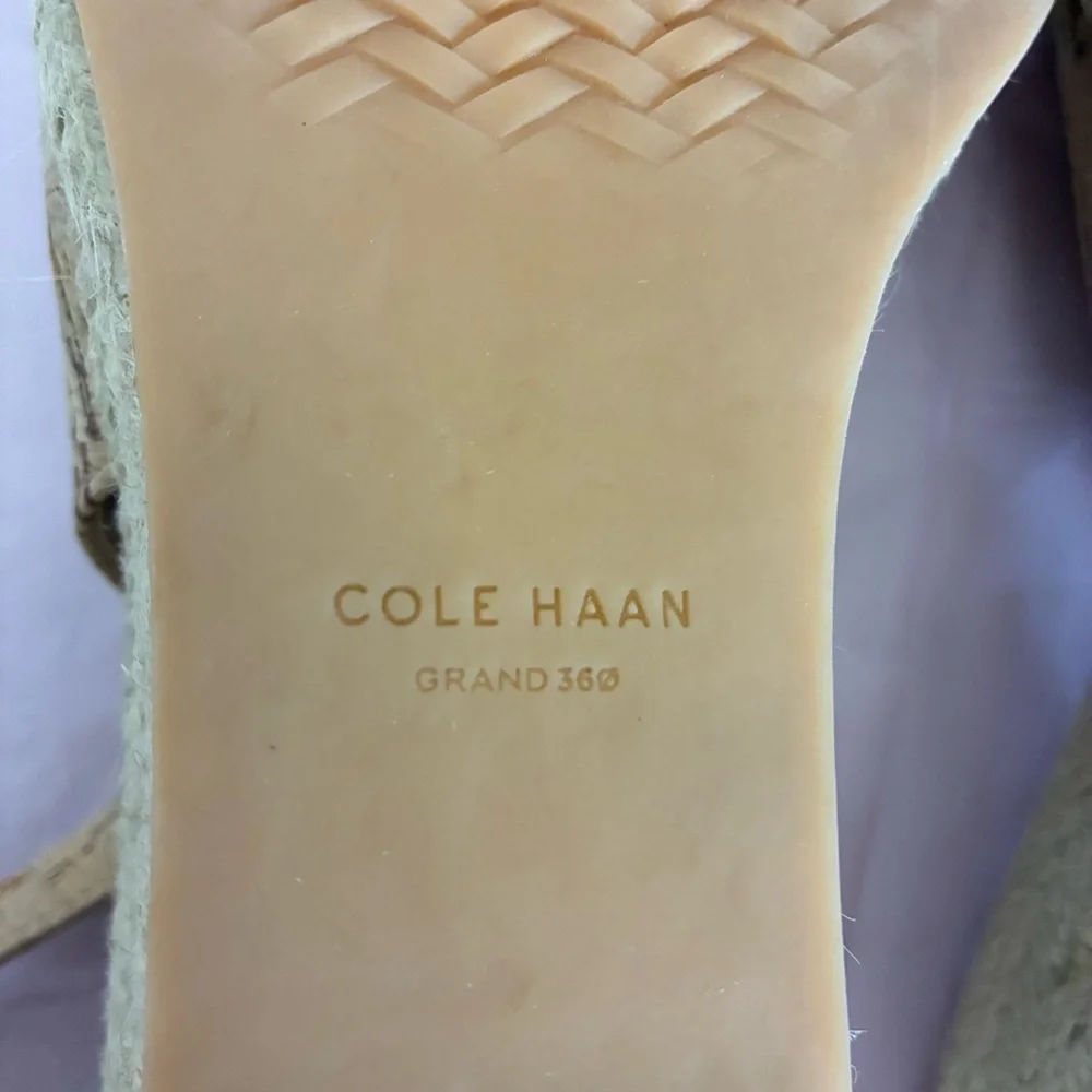 Cole Haan Women's Cloudfeel Natural Linen Espadrille Wedge Slingback Size 9